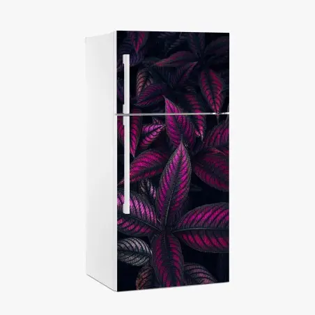Pegatina para frigorífico hojas en tonos magenta y morado – Pixers®