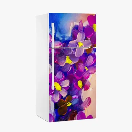 Pegatina para frigorífico flores violetas en óleo con pinceladas expresivas – Pixers®