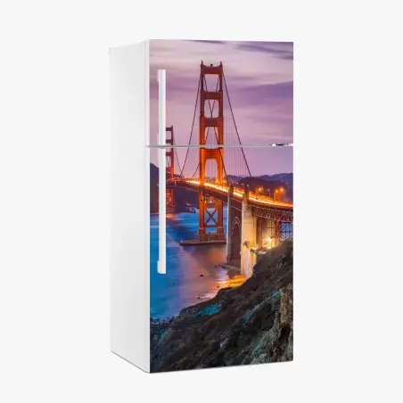Pegatina para frigorífico atardecer sobre el Golden Gate en San Francisco – Pixers®