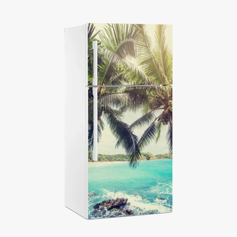 Pegatina para frigorífico paraíso de palmeras tropicales vintage