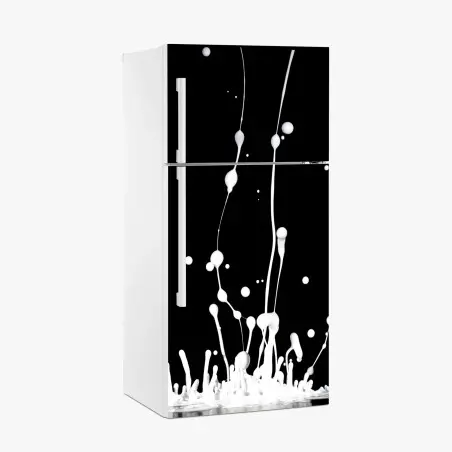 Pegatina para frigorífico salpicaduras blancas sobre fondo negro – Pixers®