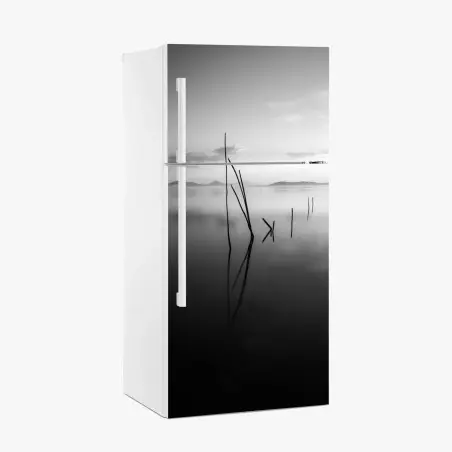 Pegatina para frigorífico paisaje minimalista en blanco y negro – Pixers®