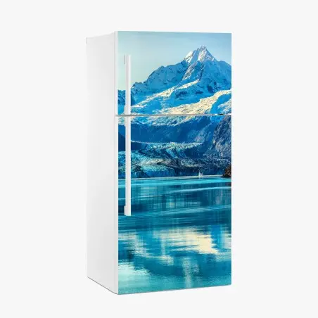 Pegatina para frigorífico paisaje glacial sereno en tonos azules – Pixers®