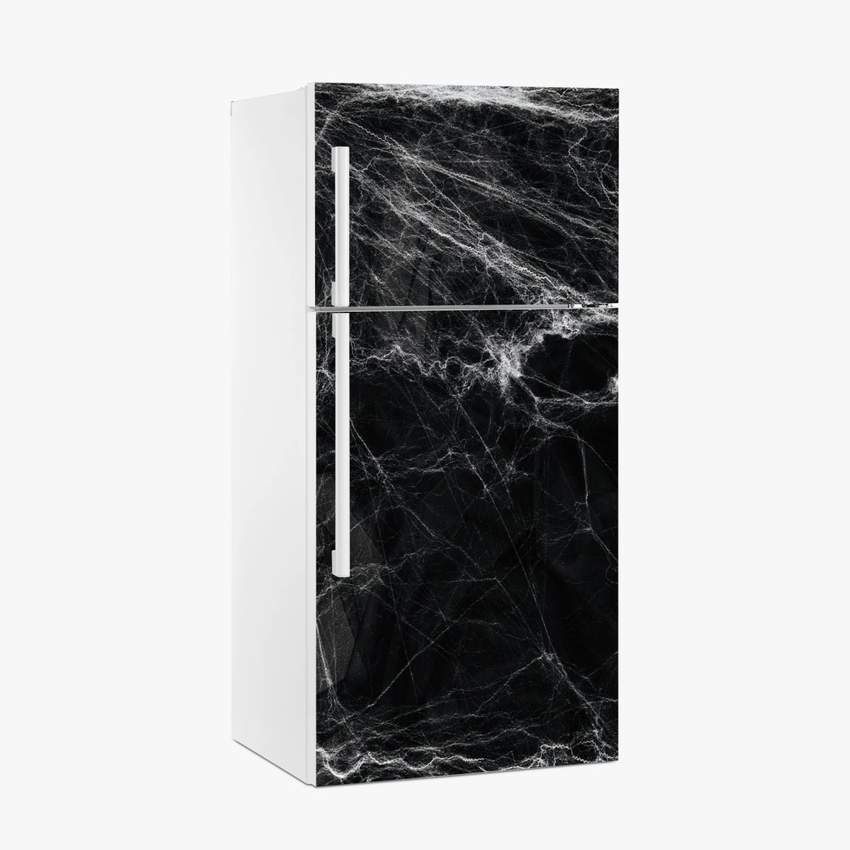 Pegatina para frigorífico telaraña fantasmal sobre fondo negro – Pixers®