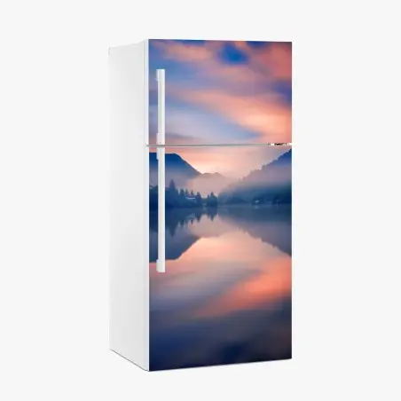 Pegatina para frigorífico amanecer brumoso en el lago – Pixers®