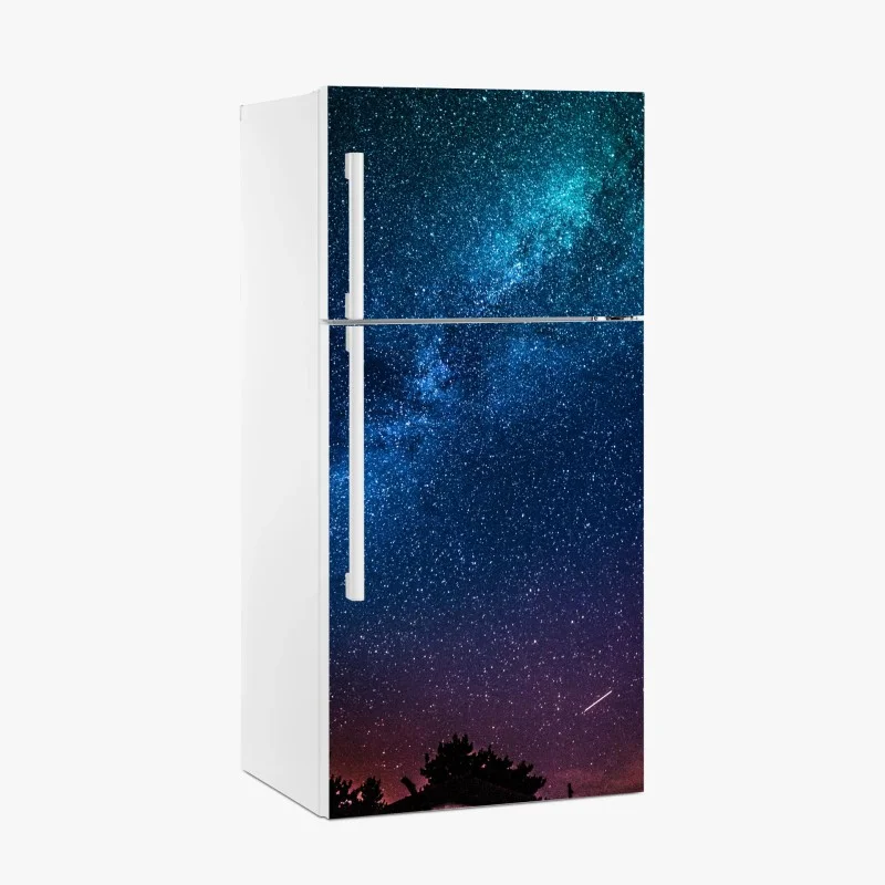 Pegatina para frigorífico cielo estrellado y vía láctea en tonos azules