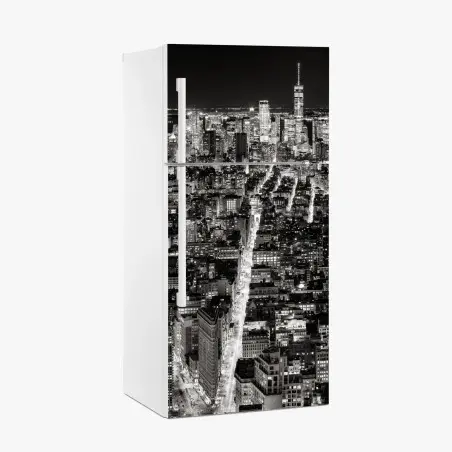 Pegatina para frigorífico panorama nocturno de Nueva York en blanco y negro – Pixers®