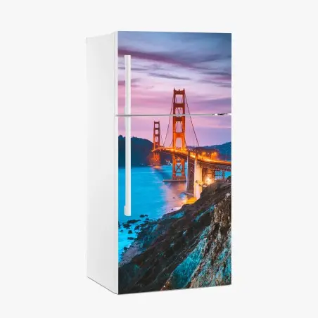 Pegatina para frigorífico atardecer sobre Golden Gate en San Francisco – Pixers®