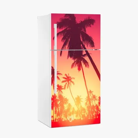 Pegatina para frigorífico atardecer tropical entre palmeras – Pixers®