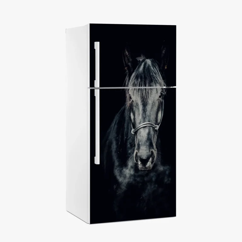 Pegatina para frigorífico retrato majestuoso de un caballo negro