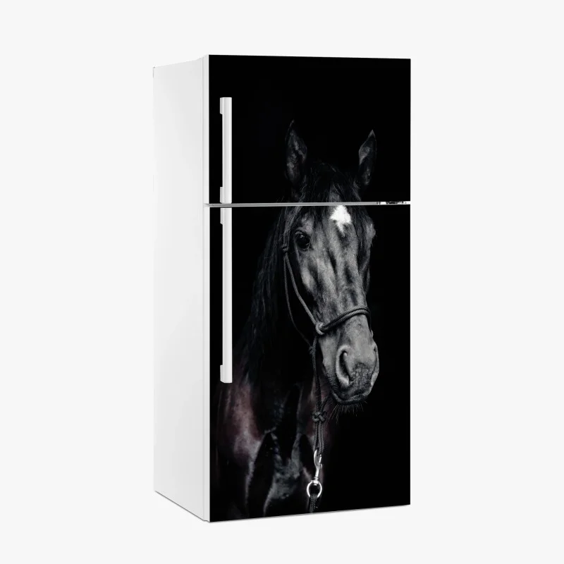 Pegatina para frigorífico retrato majestuoso de caballo negro