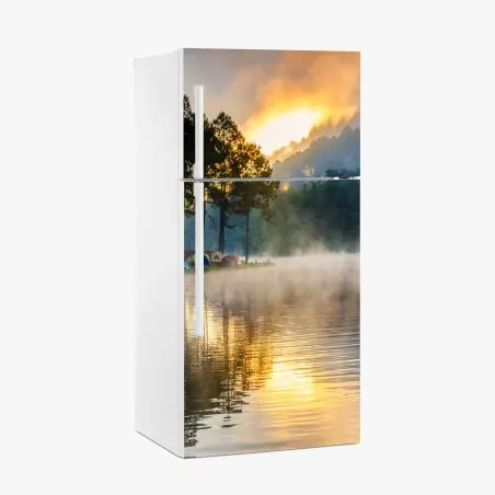 Pegatina para frigorífico amanecer mágico en Pang Oung – Pixers®