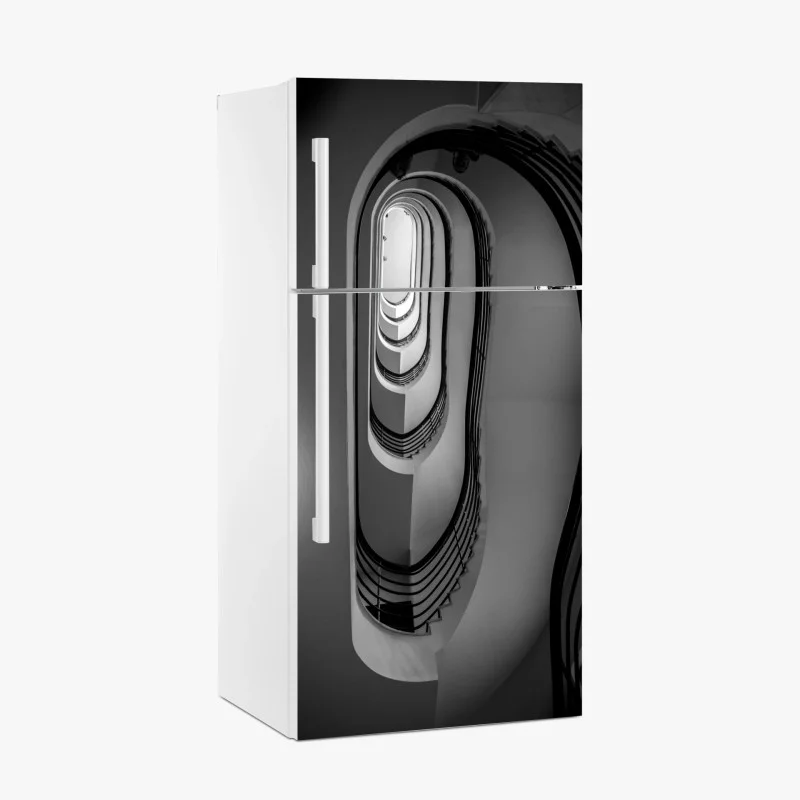 Pegatina para frigorífico perspectiva geométrica de escalera en espiral