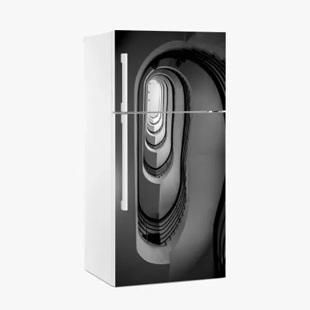 Pegatina para frigorífico perspectiva geométrica de escalera en espiral – Pixers®