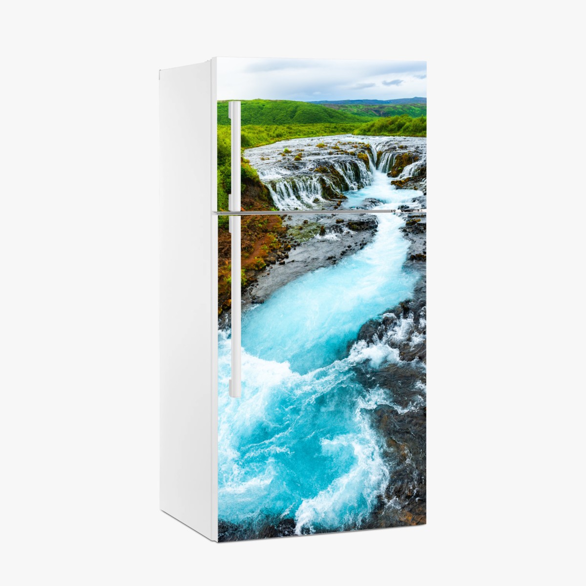 Pegatina para frigorífico brillantes aguas de Bruarfoss en Islandia – Pixers®