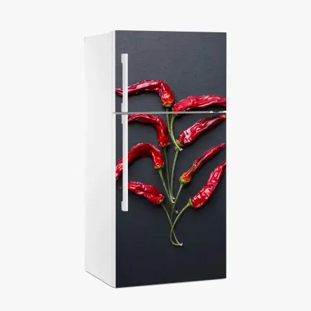 Pegatina para frigorífico árbol de chiles rojos sobre fondo negro – Pixers®