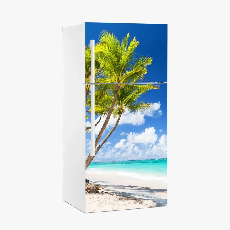Pegatina para frigorífico palmeras tropicales en la playa de Punta Cana