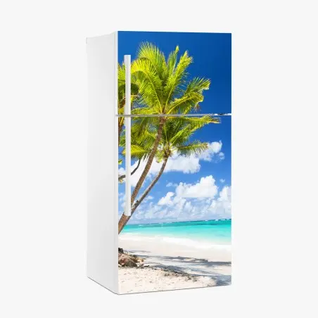 Pegatina para frigorífico palmeras tropicales en la playa de Punta Cana – Pixers®