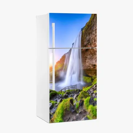 Pegatina para frigorífico puesta de sol en Seljalandsfoss – Pixers®