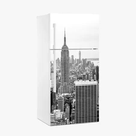 Pegatina para frigorífico vista icónica de Nueva York en blanco y negro – Pixers®