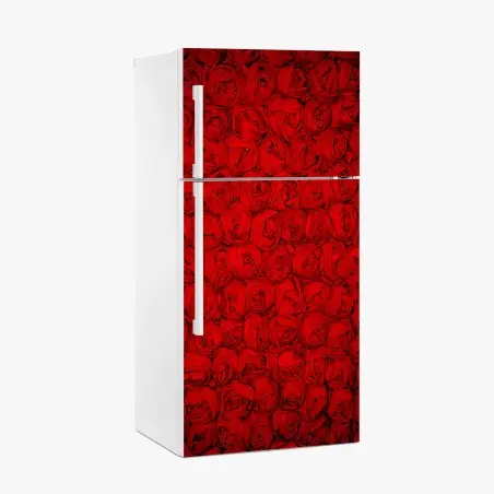 Pegatina para frigorífico pared de rosas rojas en patrón repetitivo – Pixers®