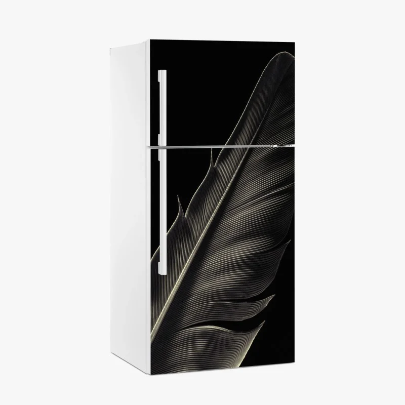 Pegatina para frigorífico pluma en blanco y negro: detalle minimalista