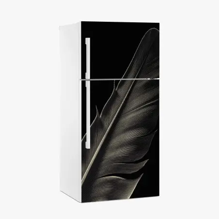Pegatina para frigorífico pluma en blanco y negro: detalle minimalista – Pixers®