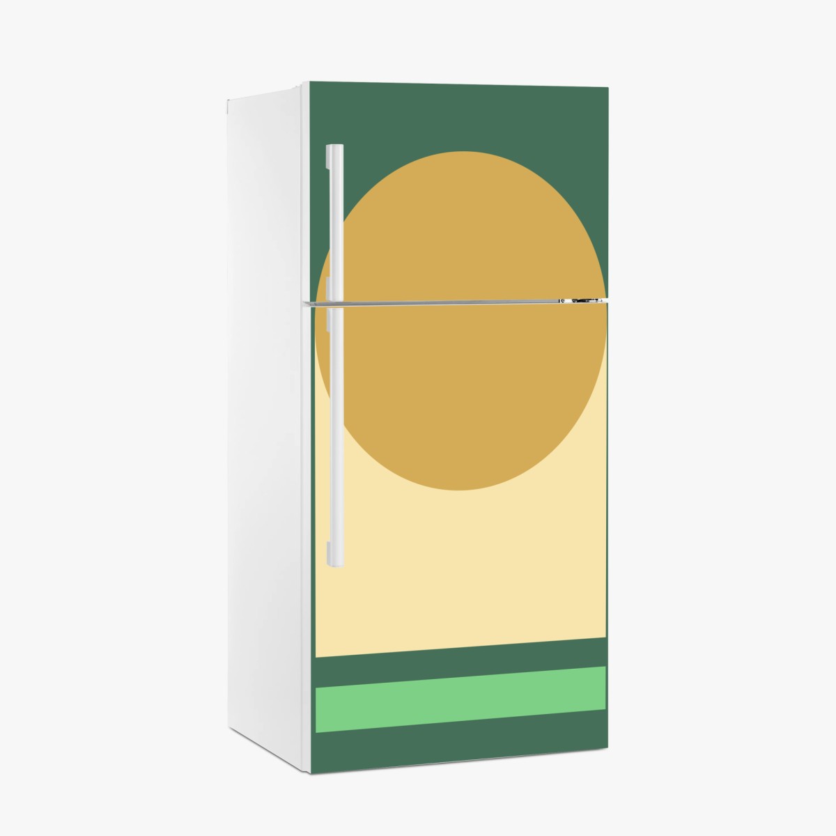 Pegatina para frigorífico composición geométrica en tonos verdes y dorados – Pixers®