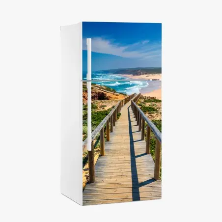 Pegatina para frigorífico pasarela hacia Praia da Bordeira, Algarve – Pixers®