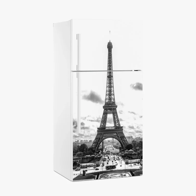 Pegatina para frigorífico Torre Eiffel en blanco y negro
