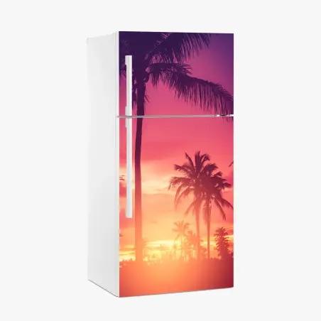 Pegatina para frigorífico atardecer tropical entre palmeras – Pixers®