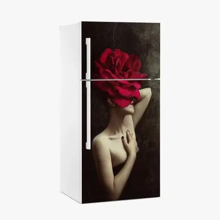 Pegatina para frigorífico mujer con rosa roja gigante – Pixers®