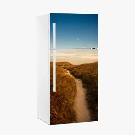 Pegatina para frigorífico sendero entre dunas doradas al atardecer – Pixers®