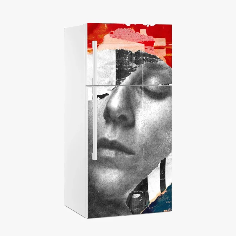 Pegatina para frigorífico rostro en calma: collage texturizado