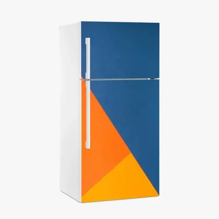 Pegatina para frigorífico composición geométrica en azul y naranja – Pixers®