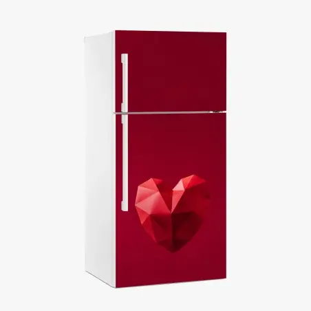 Pegatina para frigorífico corazón geométrico en relieve sobre fondo rojo – Pixers®