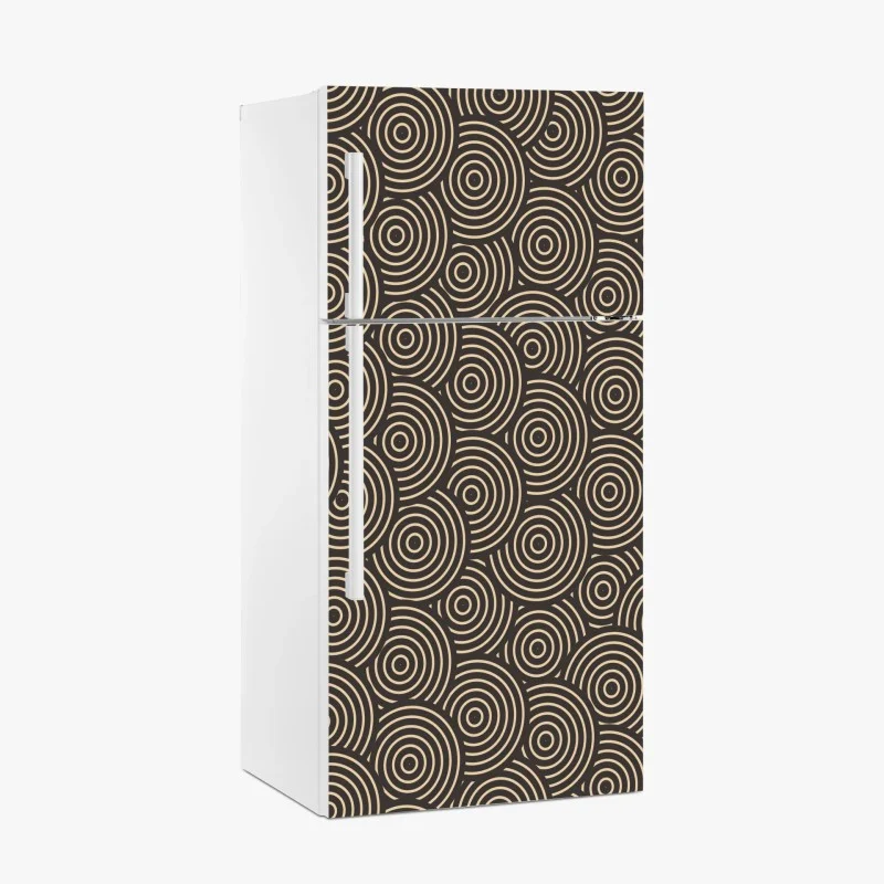 Pegatina para frigorífico patrón de círculos concéntricos en tonos beige y negro
