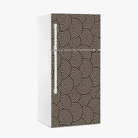 Pegatina para frigorífico patrón de círculos concéntricos en tonos beige y negro – Pixers®