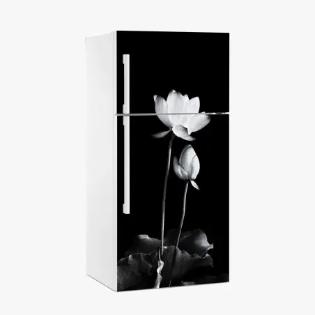 Pegatina para frigorífico loto en contraste monocromo y minimalista – Pixers®