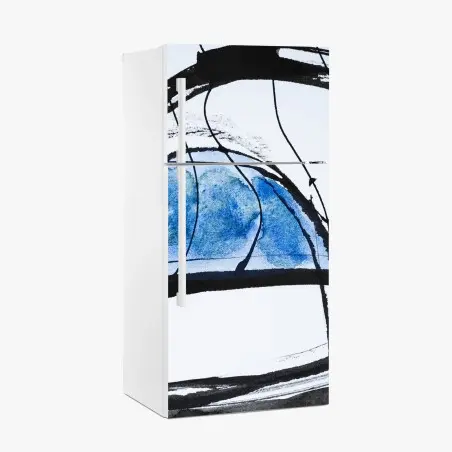 Pegatina para frigorífico abstracción oceánica en azul y negro – Pixers®