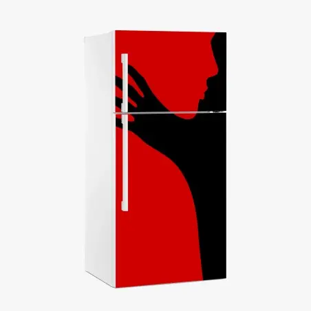 Pegatina para frigorífico silueta íntima en rojo y negro – Pixers®