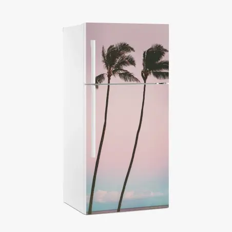 Pegatina para frigorífico escena tropical minimalista en tonos rosa – Pixers®