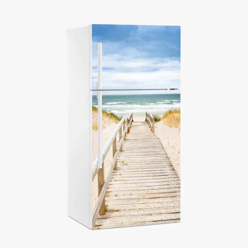 Pegatina para frigorífico pasarela de madera hacia la playa de Sylt