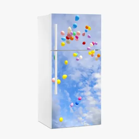 Pegatina para frigorífico lluvia de globos sobre cielo azul – Pixers®