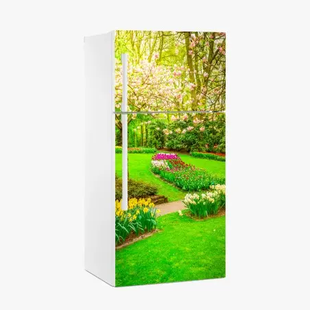 Pegatina para frigorífico jardín primaveral en flor – Pixers®