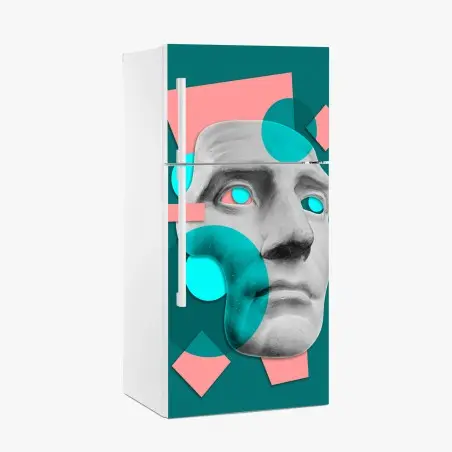 Pegatina para frigorífico rostro clásico en estilo pop geométrico – Pixers®
