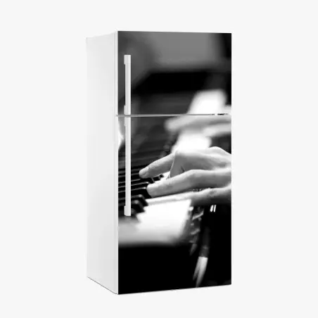 Pegatina para frigorífico manos al piano en blanco y negro – Pixers®
