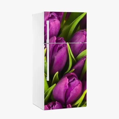 Pegatina para frigorífico ramo de tulipanes morados en primer plano – Pixers®