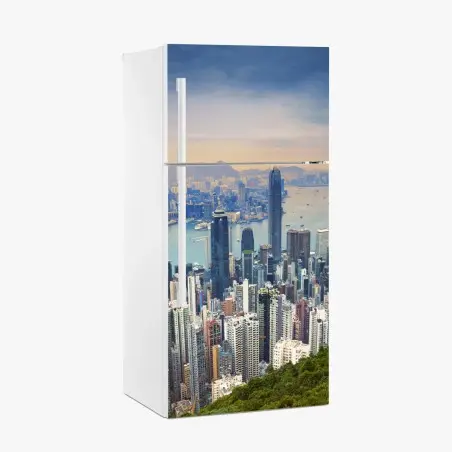 Pegatina para frigorífico panorámica de Hong Kong al atardecer – Pixers®