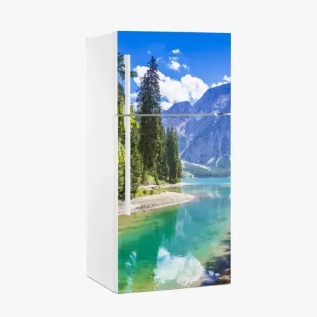 Pegatina para frigorífico serenidad alpina en Lago di Braies – Pixers®